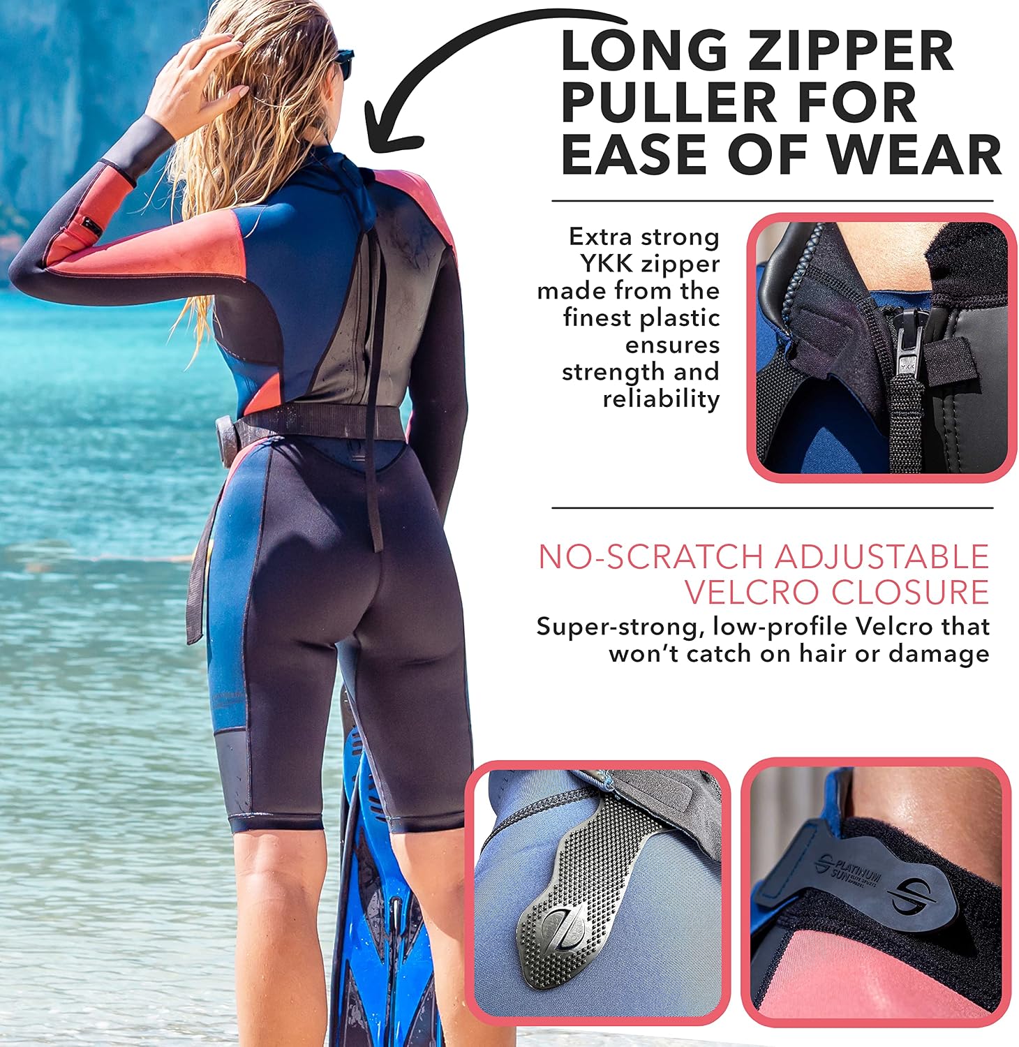 Platinum Sun Shorty Wetsuit Women, 2mm Limestone Neoprene Long Sleeve Womens Wetsuit