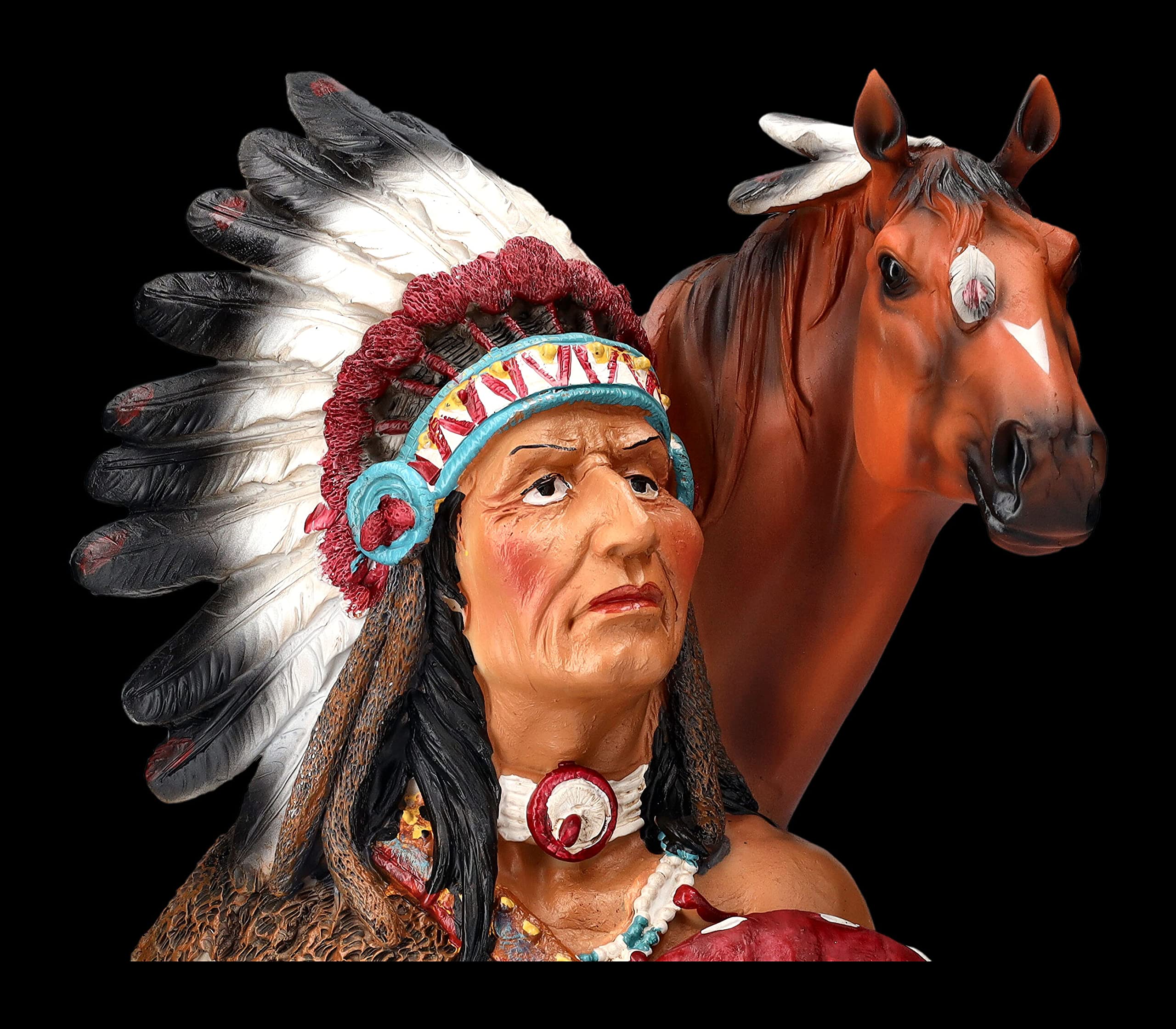 Figurine indienne Buste de chef avec cheval Wester Far West Cowboy