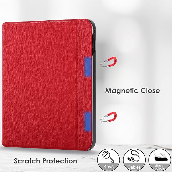 Forefront Cases Étui pour Kobo Sage (Modèle: 2021) - Mince et Léger, Fonction Automatique Veille/Réveil Intelligente Étui, Coque (Housse) de Protection pour Kobo Sage - Rouge - 3