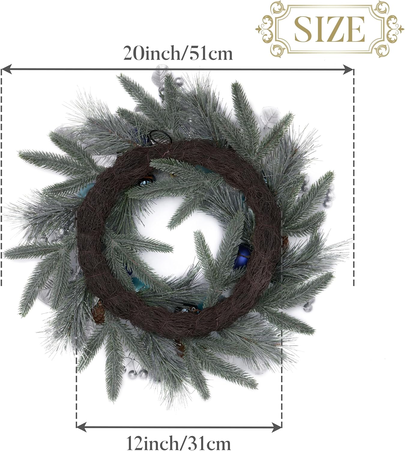 Valery Madelyn Lighted Christmas Angel Tree Topper with Timer&Christmas Wreath for Front Door with Lights(2 Items Buddle)