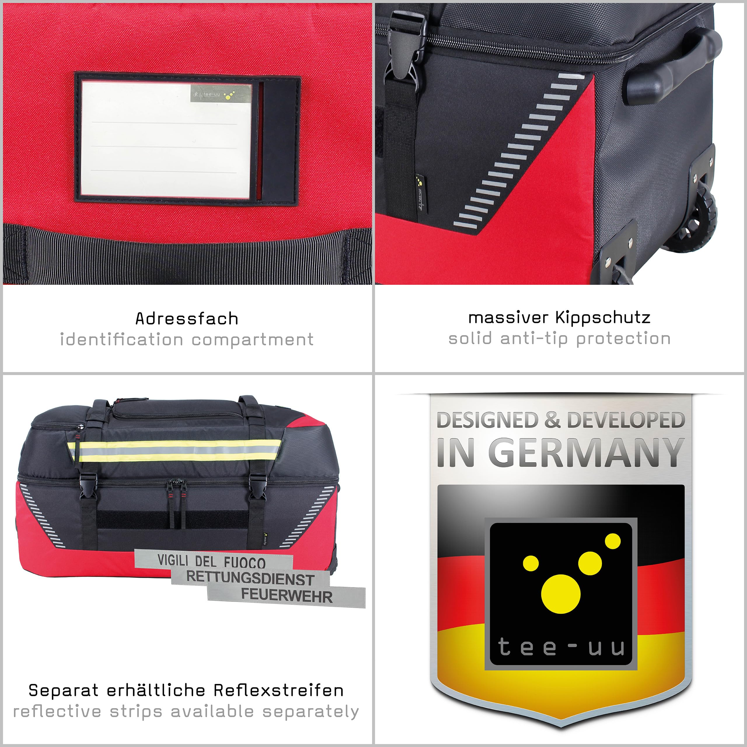 tee-uu JUMBOBAG Trolleytasche (inkl. 2 Reflexstreifen Rettungsdienst)