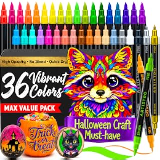 ARTISTRO 36 rotuladores de pintura acrílica multicolor de doble punta para | Para tela, roca, vidrio, madera, artes y manualidades, regalo para adultos, adolescentes y niños, kit de decoración de