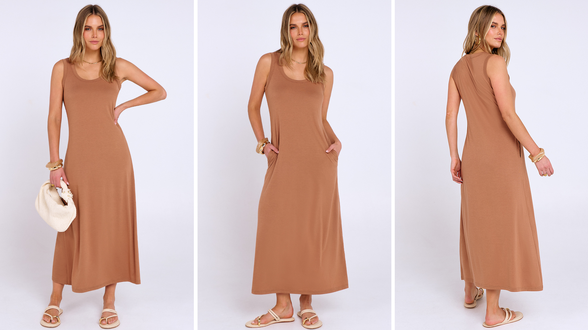 ANRABESS Maxi Dresses for Women,Scoop Neck Sleeveless Long Tank