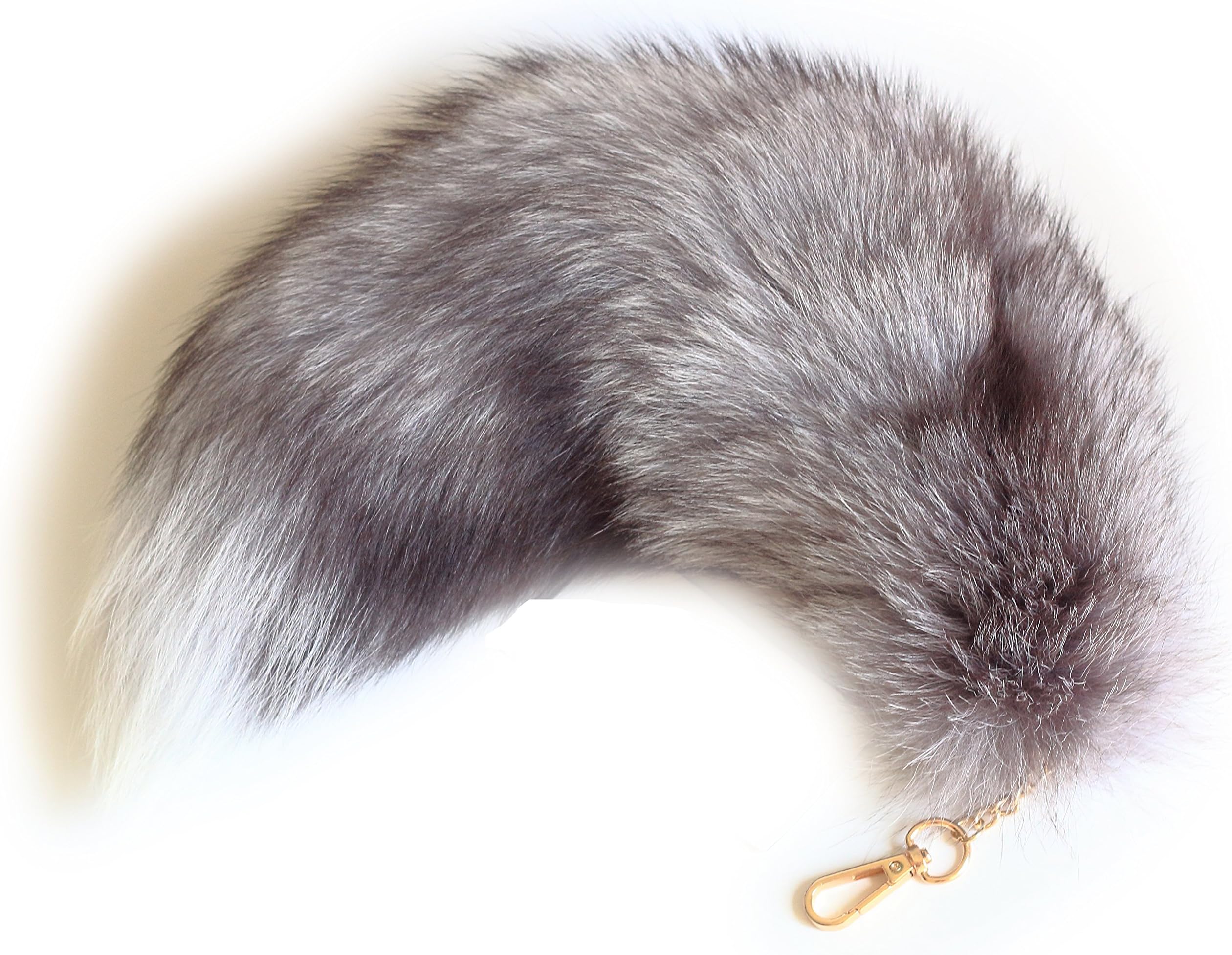 Fosrion Silver Fox Tail Fur Hair Keychain Clasp Cosplay Fashion Beautiful (Sky Grey)