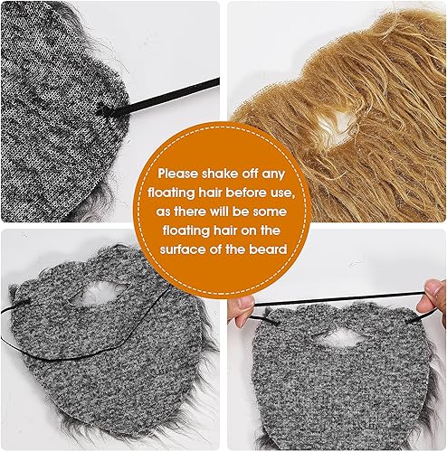 Miniatura 3 de Yolev 4 piezas de barbas falsas bigotes para Halloween divertido barba falsa bigote facial accesorios para disfraz con cuerda elástica ajustable
