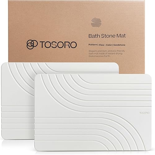 TOSORO - Tapete de baño de piedra, tapete de ducha antideslizante de tierra de diatomeas - Tapete de baño absorbente de secado rápido - Diseño