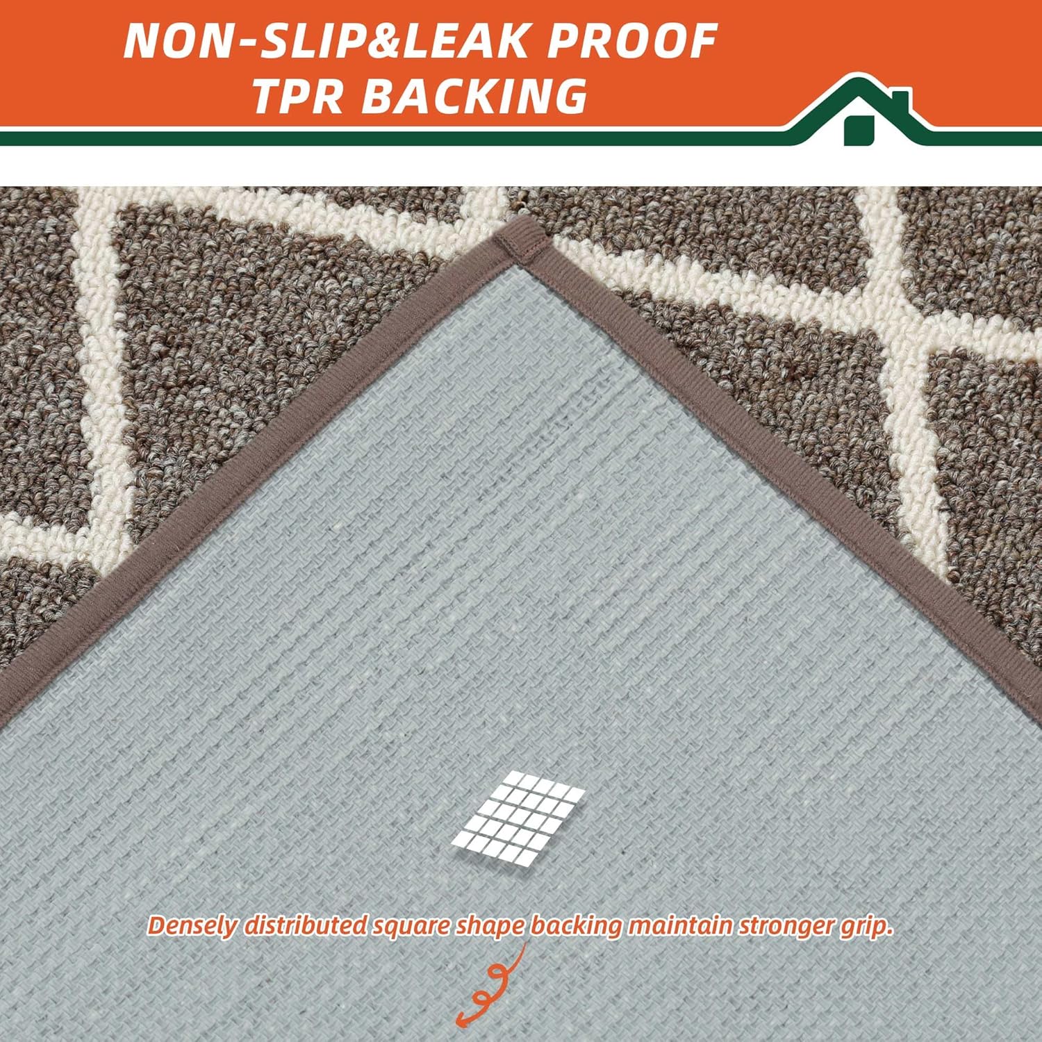 BEQHAUSE Kitchen Rugs Non Slip Kitchen Mats for Floor Machine Washable Absorbent Kitchen Carpet with TPR Non Slip Backing 32"x48" Brown