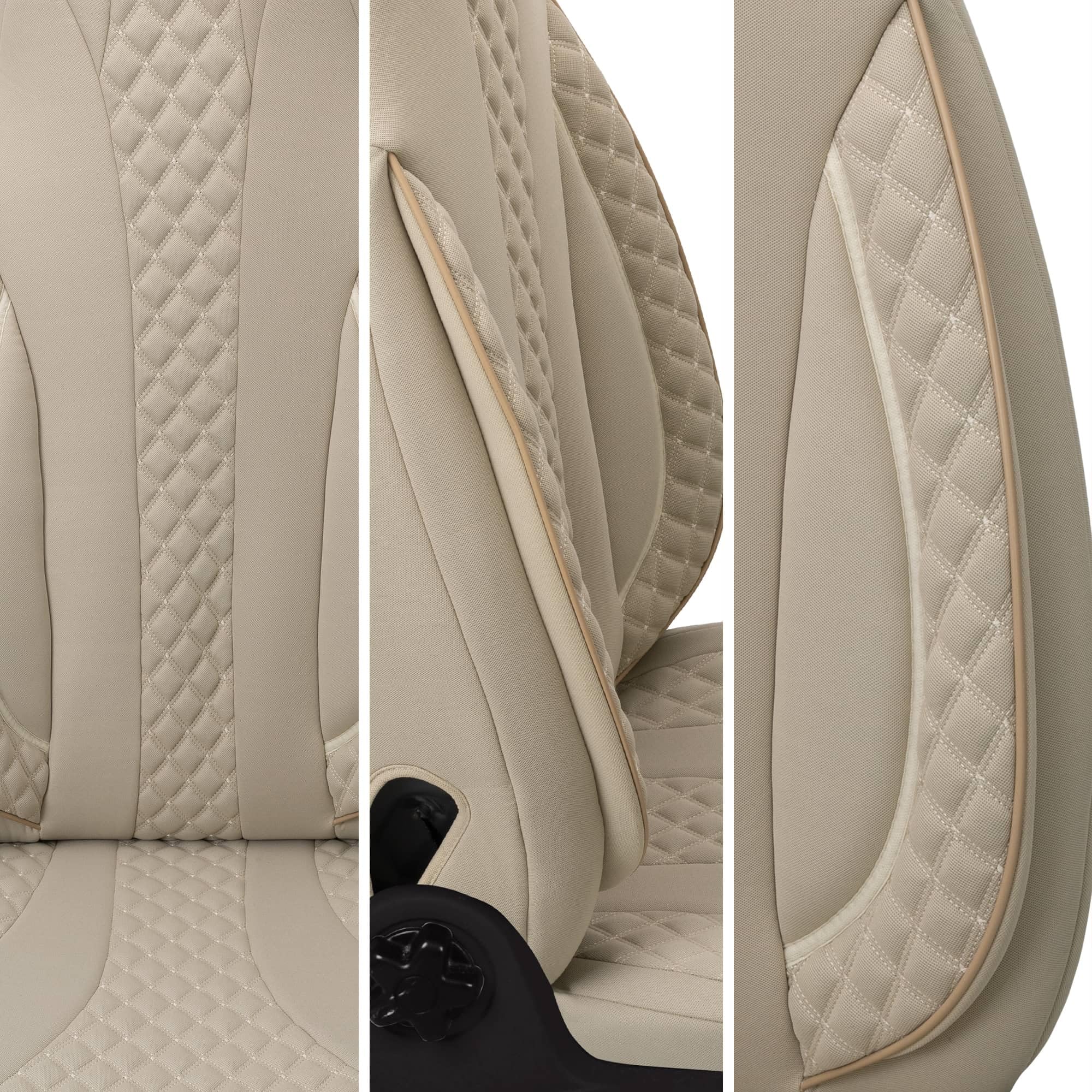 Bremer SITZBEZÜGE Fundas de Asiento Personalizadas para Asientos de piloto, Juego de Conductor y Pasajero, compatibles con Fiat Ducato, Pössl, Knaus, Adria, Carthago, Pilote Laika WPL405, Beige