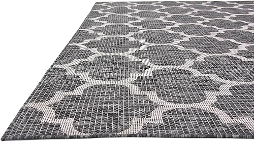 Miniatura 8 de Unique Loom Outdoor Trellis Collection - Alfombra para exteriores (rectangular de 9 pies x 12 pies), color negro y marfil