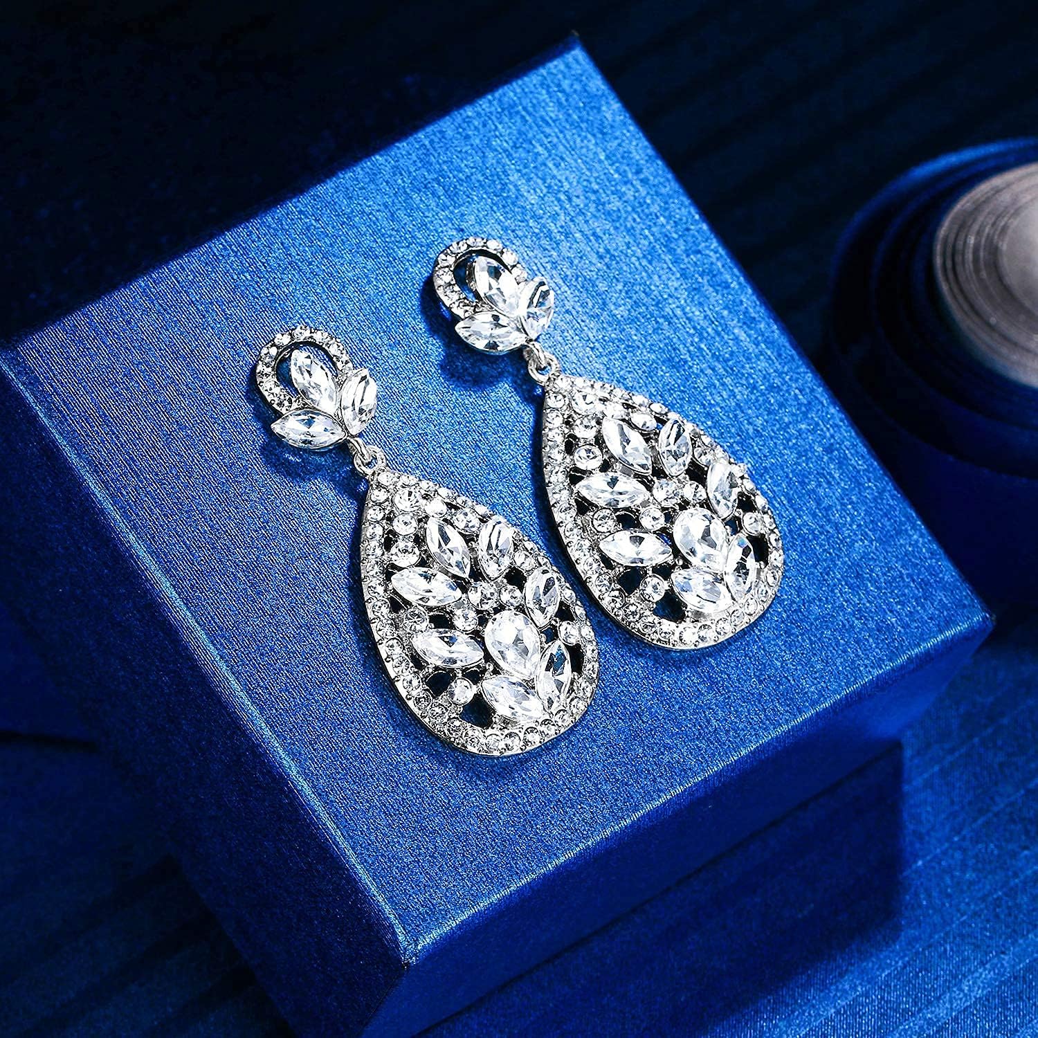 EleQueen Women's Wedding Bridal Austrian Crystal Bohemia Teardrop Chandelier Dangle Earrings - Image 7