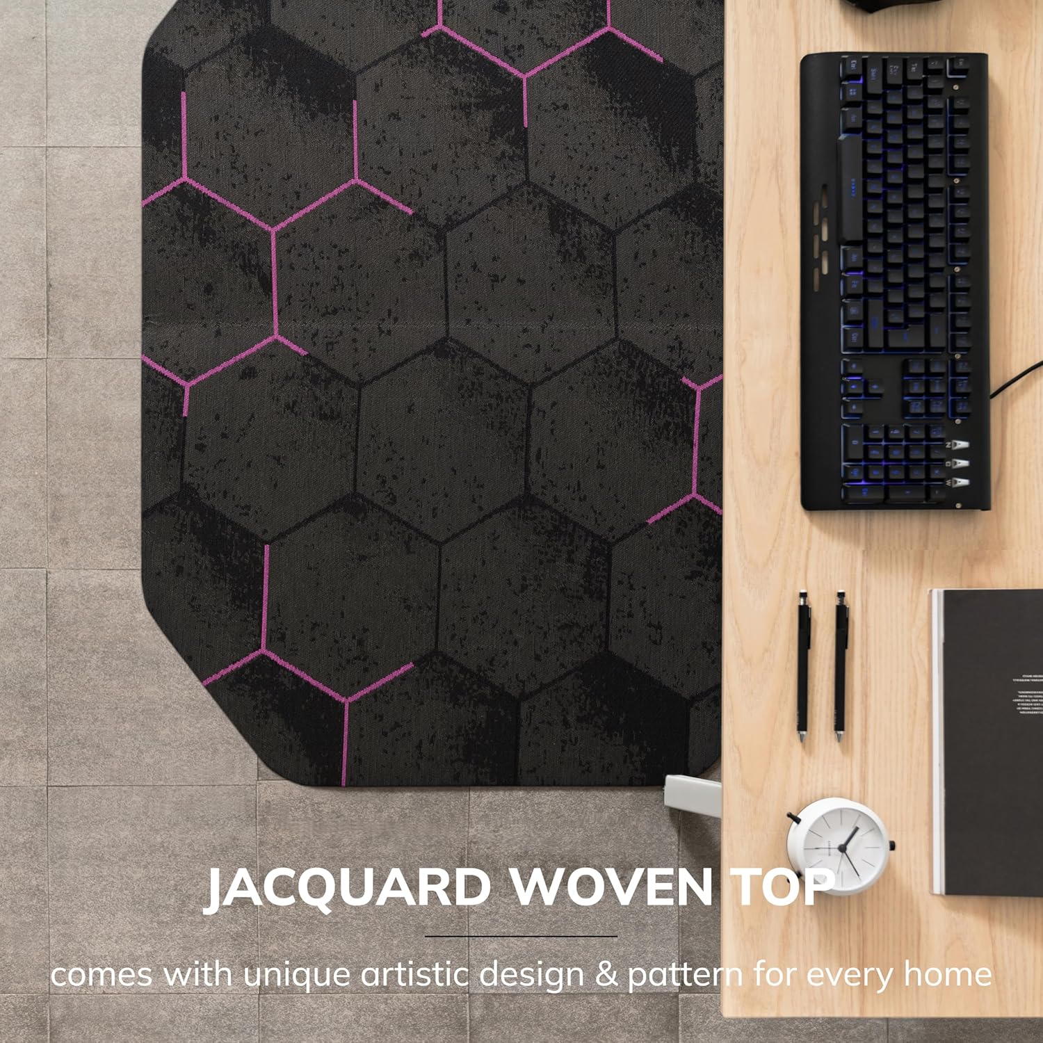 Anji Mountain Office Chair Mat for All Surfaces- Anti-Slip, Easy Rolling Office Desk Chairmat, Premium Hard Floor Protection Chairmat, Exclusively Designed for Home Offices,Kaleidoscope Purple(36x48)