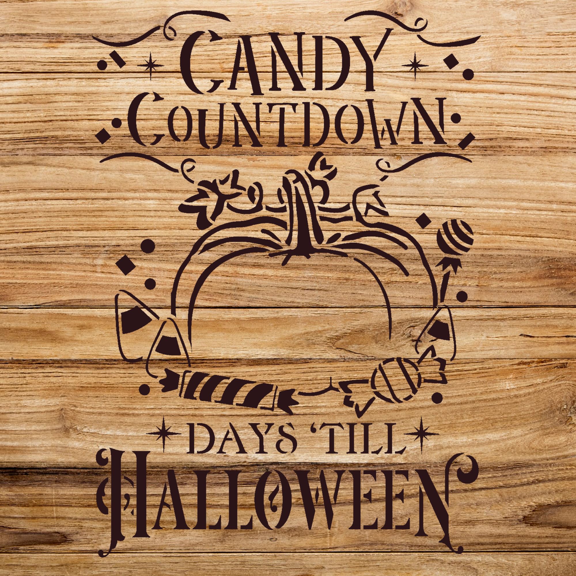 Candy Countdown Stencil for Halloween Decor, Reusable Mylar Template for Wood and Crafts, Perfect for Trick or Treat Projects - Size A4 (7.9