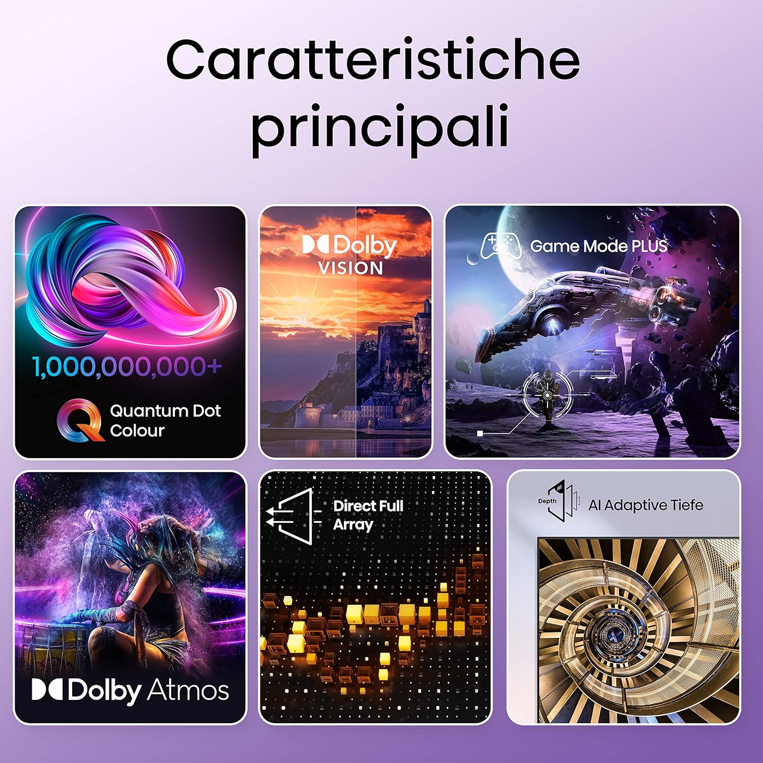 Hisense 50" QLED 4K 2023 50E77KQ, Smart TV VIDAA U6, Dolby Vision, HDR 10+, Game Mode PRO Plus, Alexa Built-in, VIDAA Voice, Tuner DVB-T2/S2 HEVC 10, lativù 4K 50 Pollici 2023 E77KQ - Immagine 3