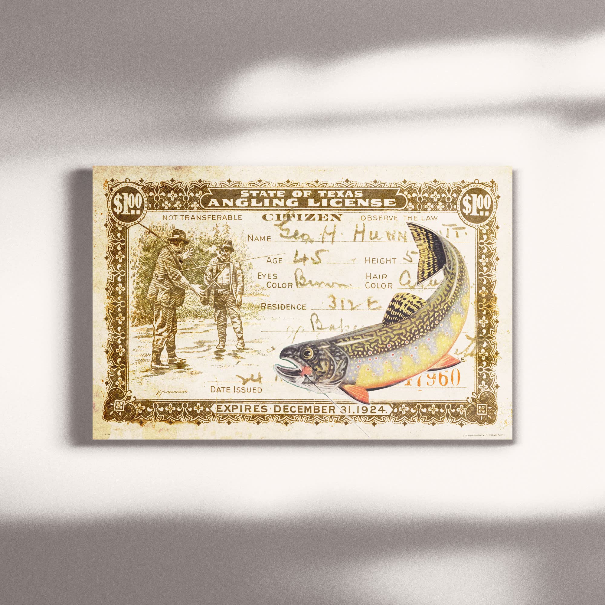 Amazon.com: Inspirational Wall Art Co. - Texas Angling License