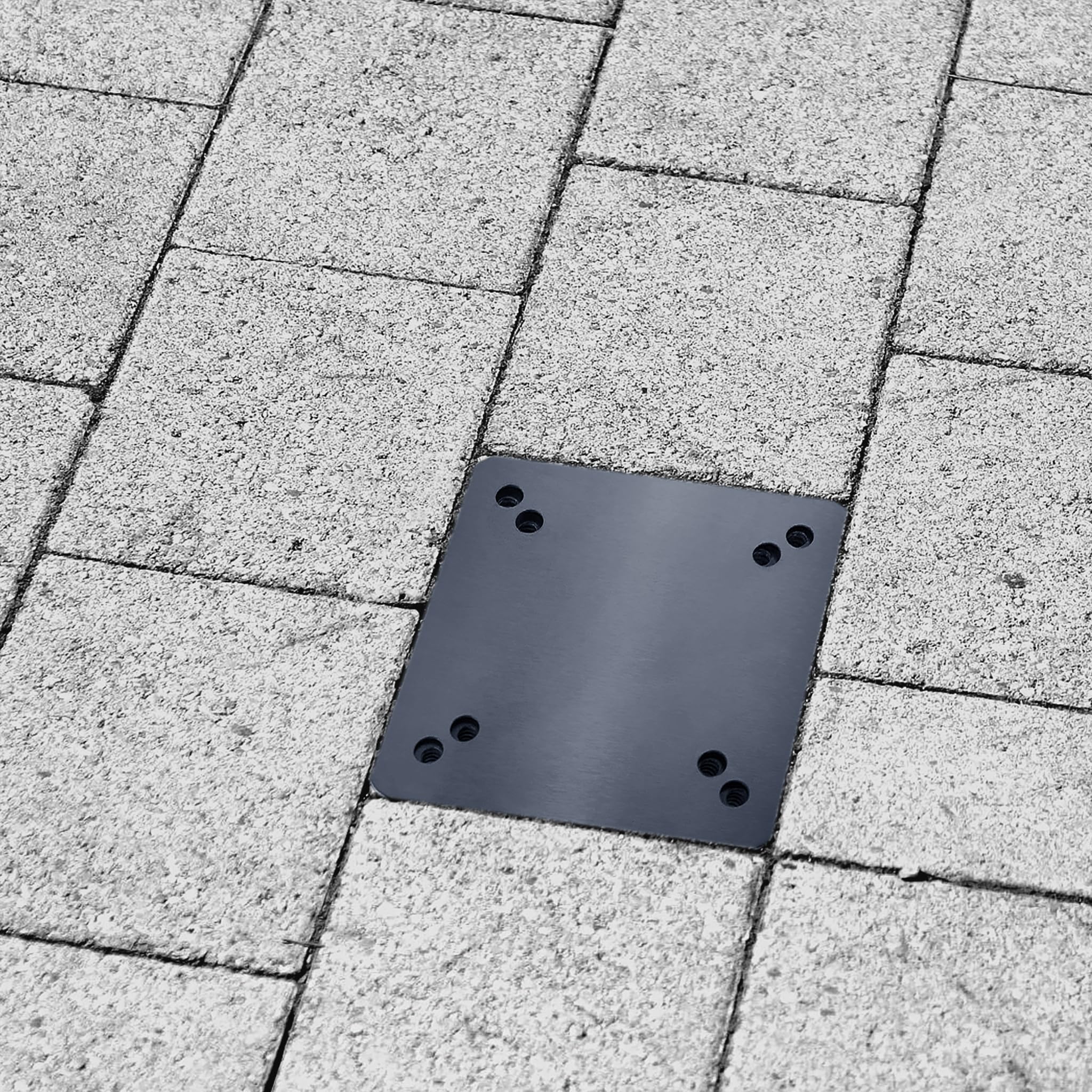 ACXIN Universal Bodenplatte 2 Stück Sonnenschirmständer Schirmständer Gartenschirm Bodenanker mit Bodenplatte Metall Bodenhülse für Kurbelschirm Sonnenschirm (Dunkelgrau)