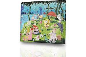 Spongebob & Friends at the Park: A Seurat-Inspired Canvas Masterpiece