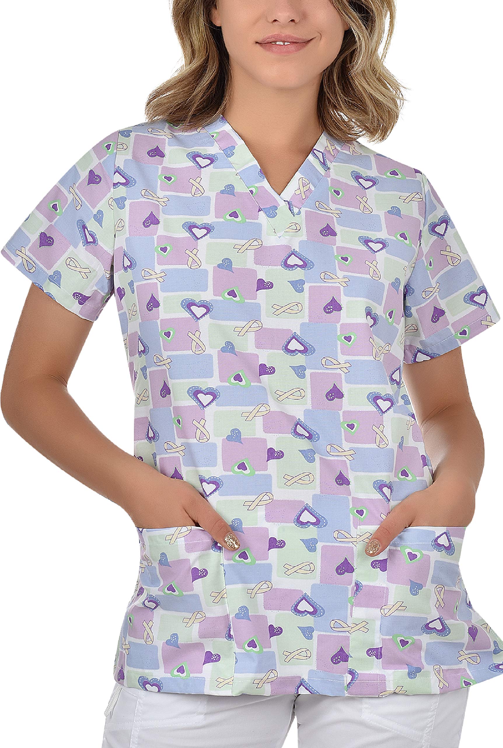 B-well Bambina Casacas Sanitarias Mujer Manga Corta Cuello V para Enfermeras, Dentistas, Médicos, Estudiantes y Veterinarios — view 13