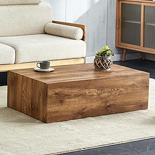 Wood Grain Coffee Table Wood Grain,Rectangle Wooden Center Table for Living Room,Contemporary Cocktail Center Table(No Assembly-Please comfirm The Size is Right)