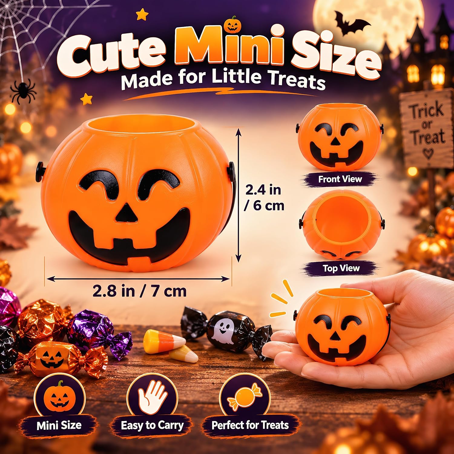 HEALLILY 20 Pcs Halloween Pumpkin Candy Buckets for Nightclub Bar