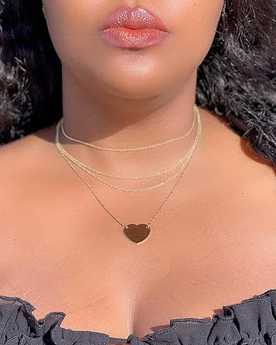 Miniatura 4 de Monte Gold Collar de corazón Collar de corazón de plata de ley 925 de 18 pulgadas chapado en oro de 14 quilates y oro rosa Collares para mujer