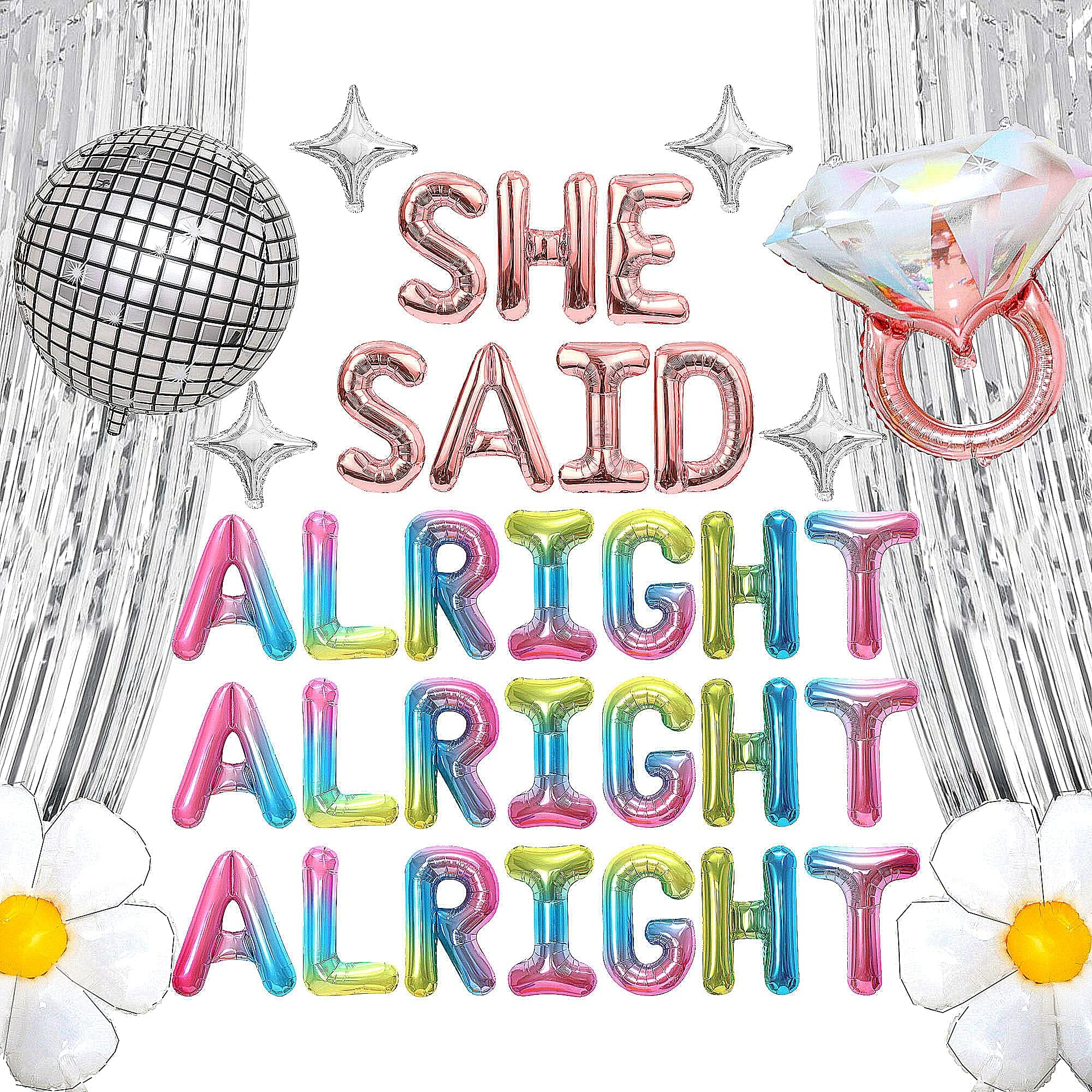JeVenis She Said Alright Alright Alright Balloons Dazed And Engaged Bachelorette Decorations Last Disco Bachelorette Balloons 60s 70s Bachelorette Party Austin Bach Decorations