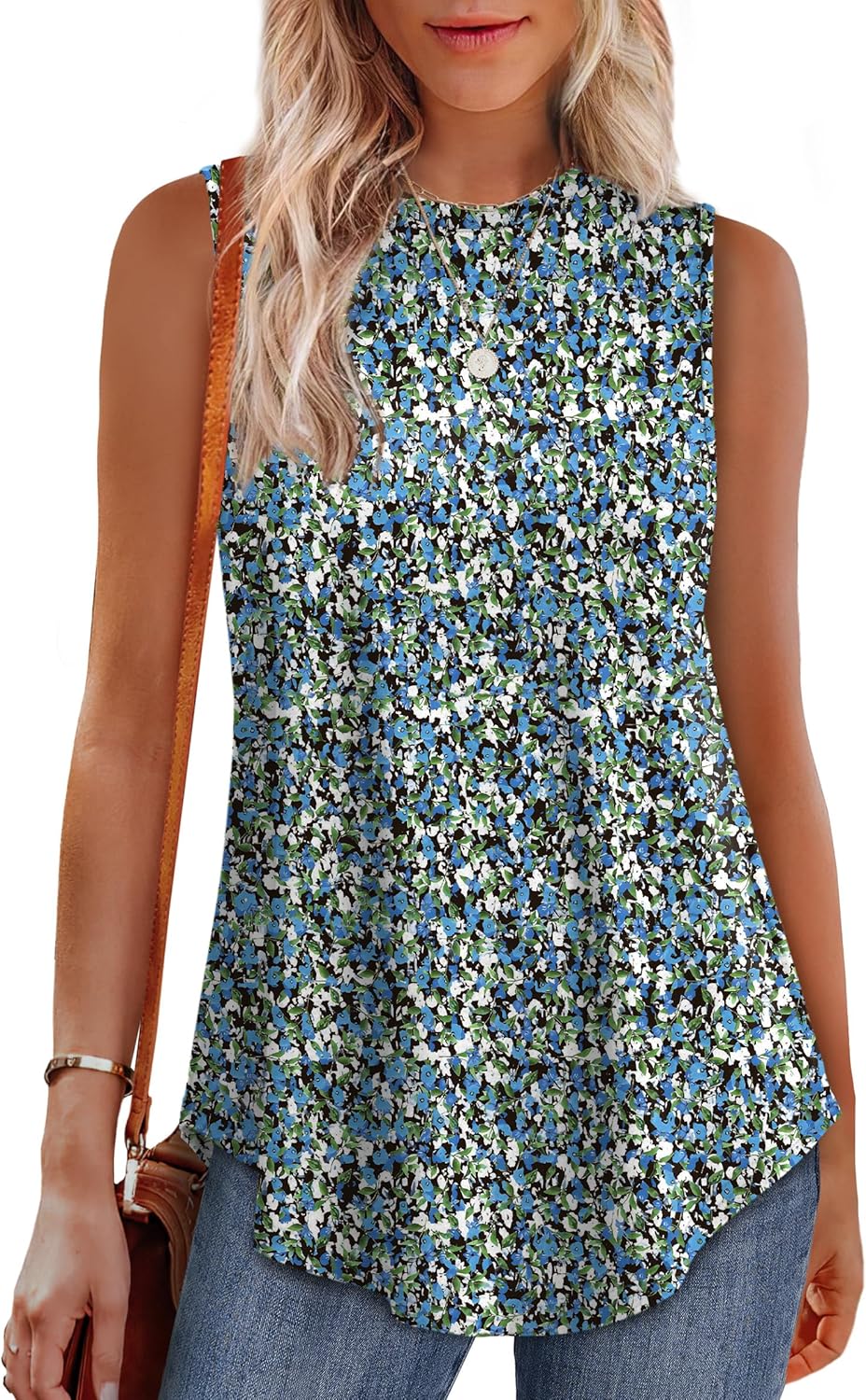 OFEEFAN High Neck Tank Tops for Women Loose Fit Sleeveless Top Summer Clothes Womens Tunic Tops to Wear with Leggings