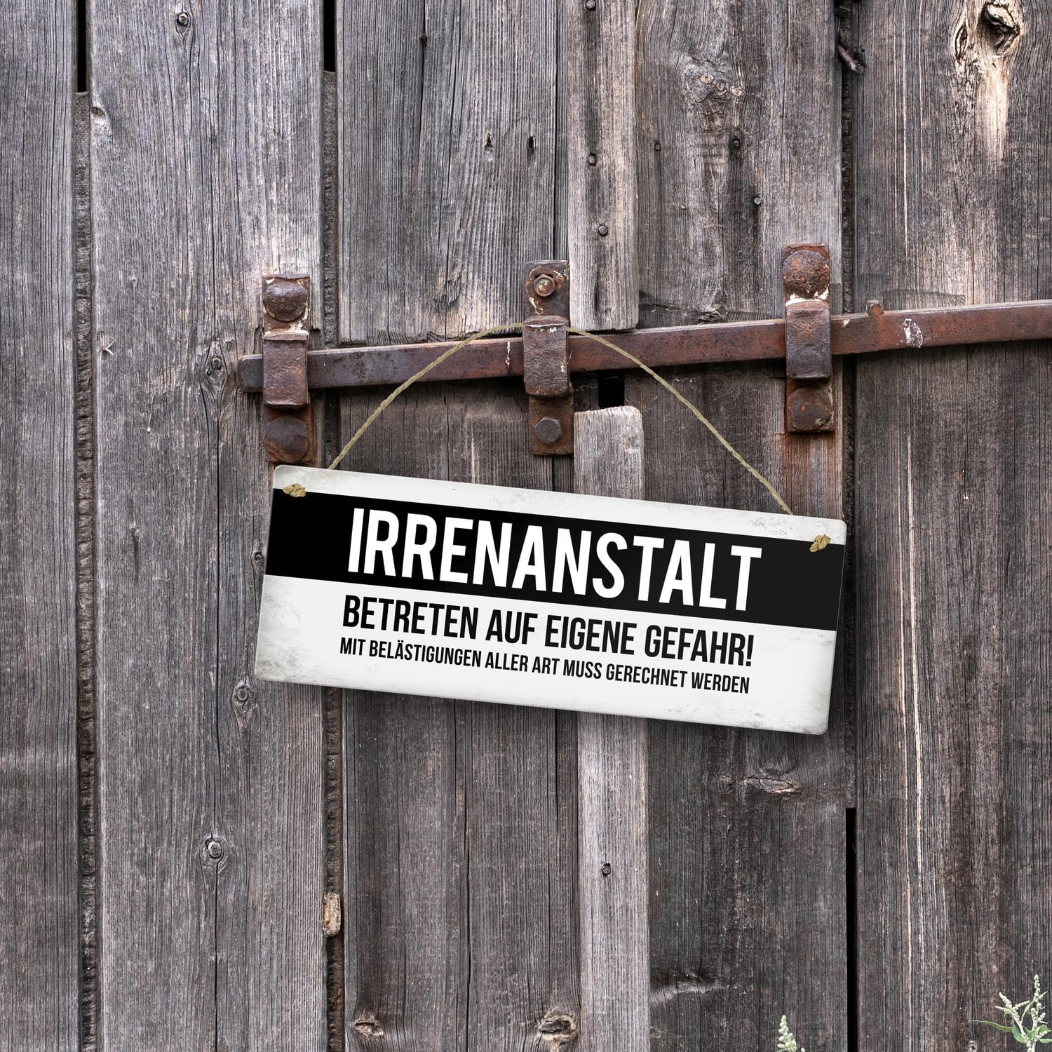 trendaffe - Metalen bord met waterbak motief en spreuk: hondentankstation