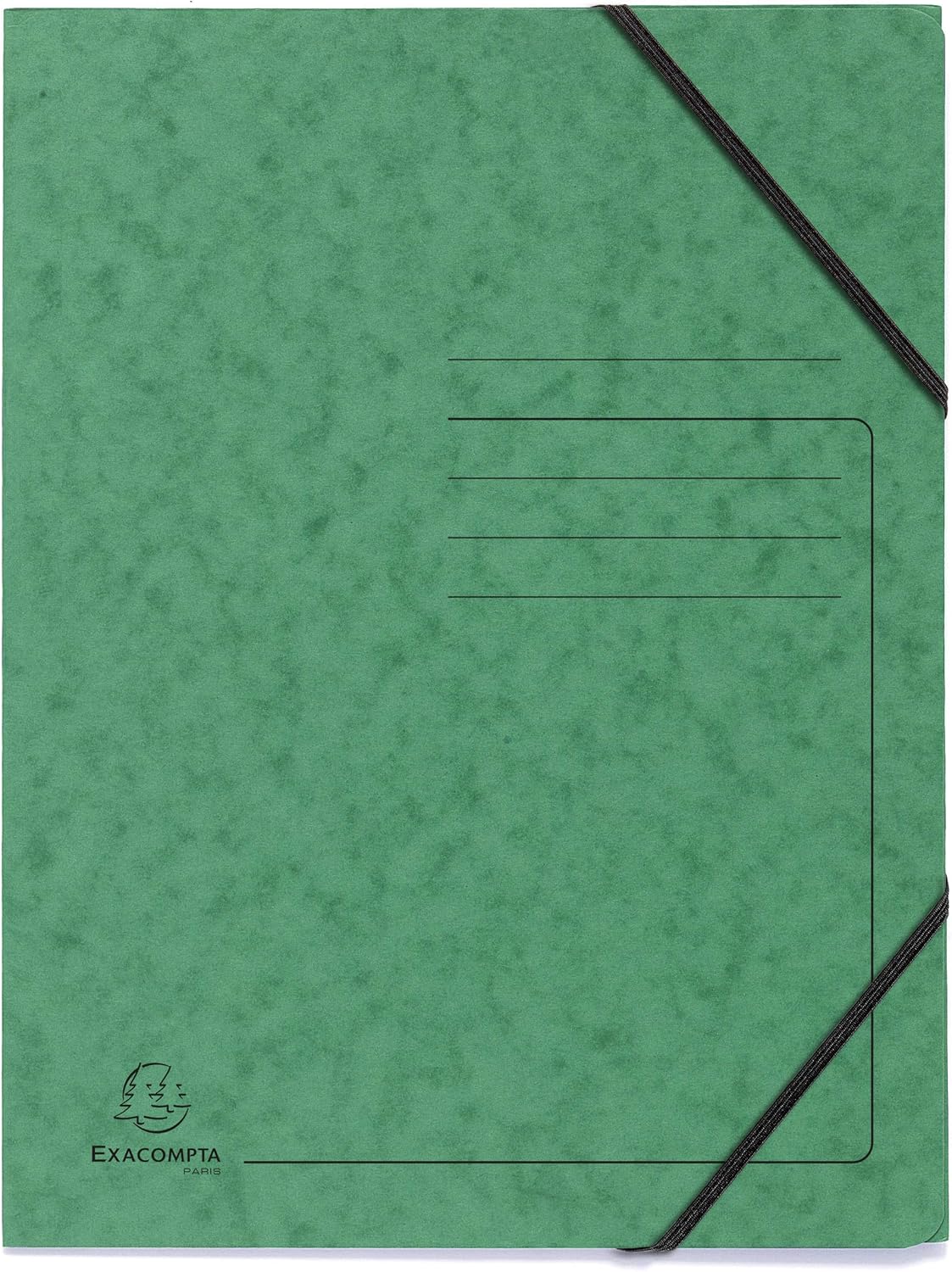 Exacompta 555413E Elasticated Document Folders Without Flaps with Lined Print on Cover for Identifying Folders 355 gm2 Glossy Card for A4 Filing Pack of 5 Green
