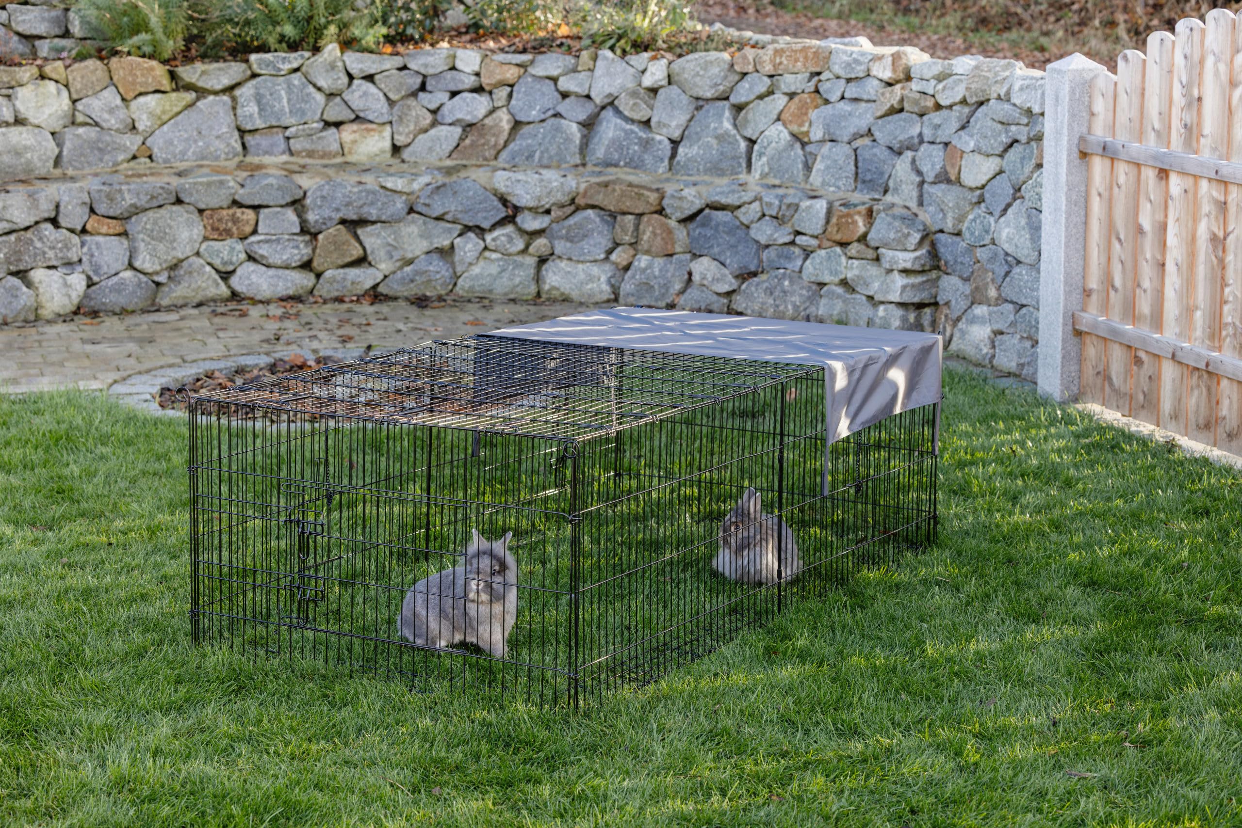 Kerbl Pet Freilaufgehege Nala mit Ausbruchsperre, 200 x 100 x 60 cm, Metall verzinkt, 3,2cm, mit Abdeckung, Freilaufgehege, Freilauf, Auslauf, Kaninchen, Hasen