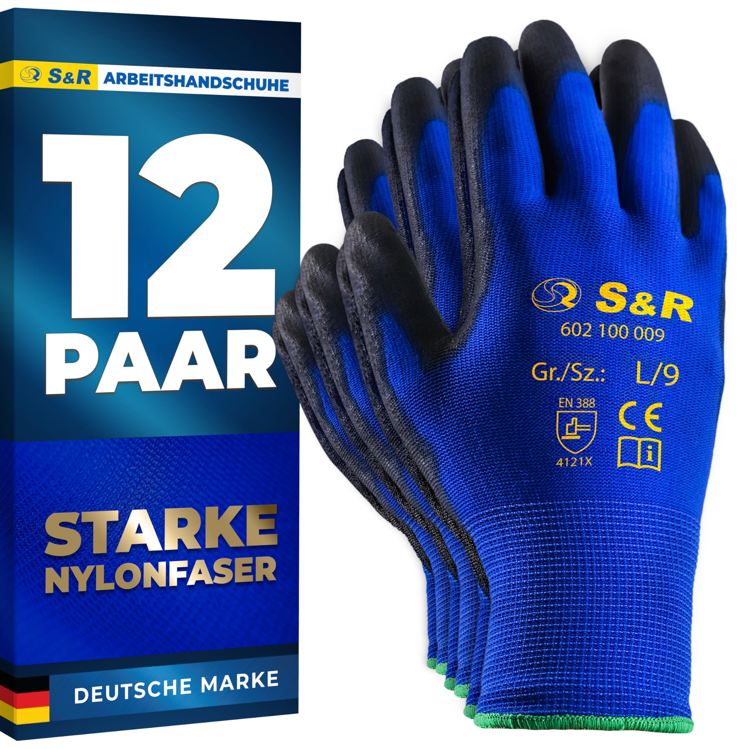S&R Arbeitshandschuhe Herren, Handschuhe Arbeitshandschuhe, Gartenhandschuhe, Schutzhandschuhe, Mechaniker Handschuhe, Montagehandschuhe, Sicherheitshandschuhe, Arbeitsschutzhandschuhe, Work gloves