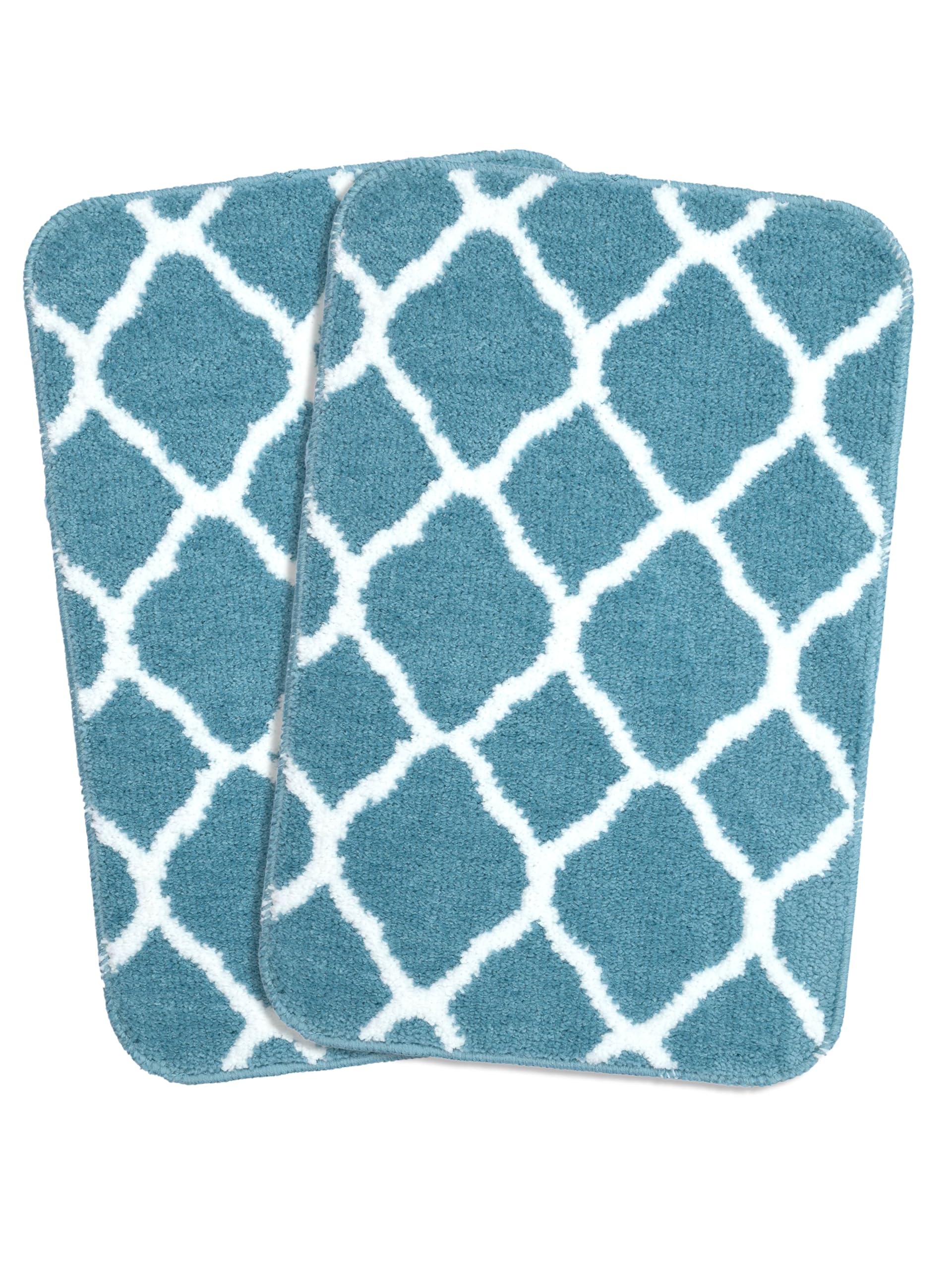 Saral Home Soft Anti Slip Microfiber Geometric Bathmats | Bath Mats with Rubber Bottom | Soft & Super Water Absorbent Mats for Shower | Quick-Drying Mats for Bathroom | Set of 2 (40x60cm, Turquoise)