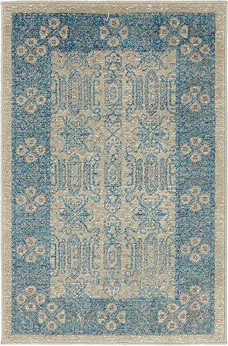 Miniatura 2 de Unique Loom Salzburg Collection - Alfombra clásica de diseño tradicional de inspiración oriental, 2 x 3 pies, color beige y azul