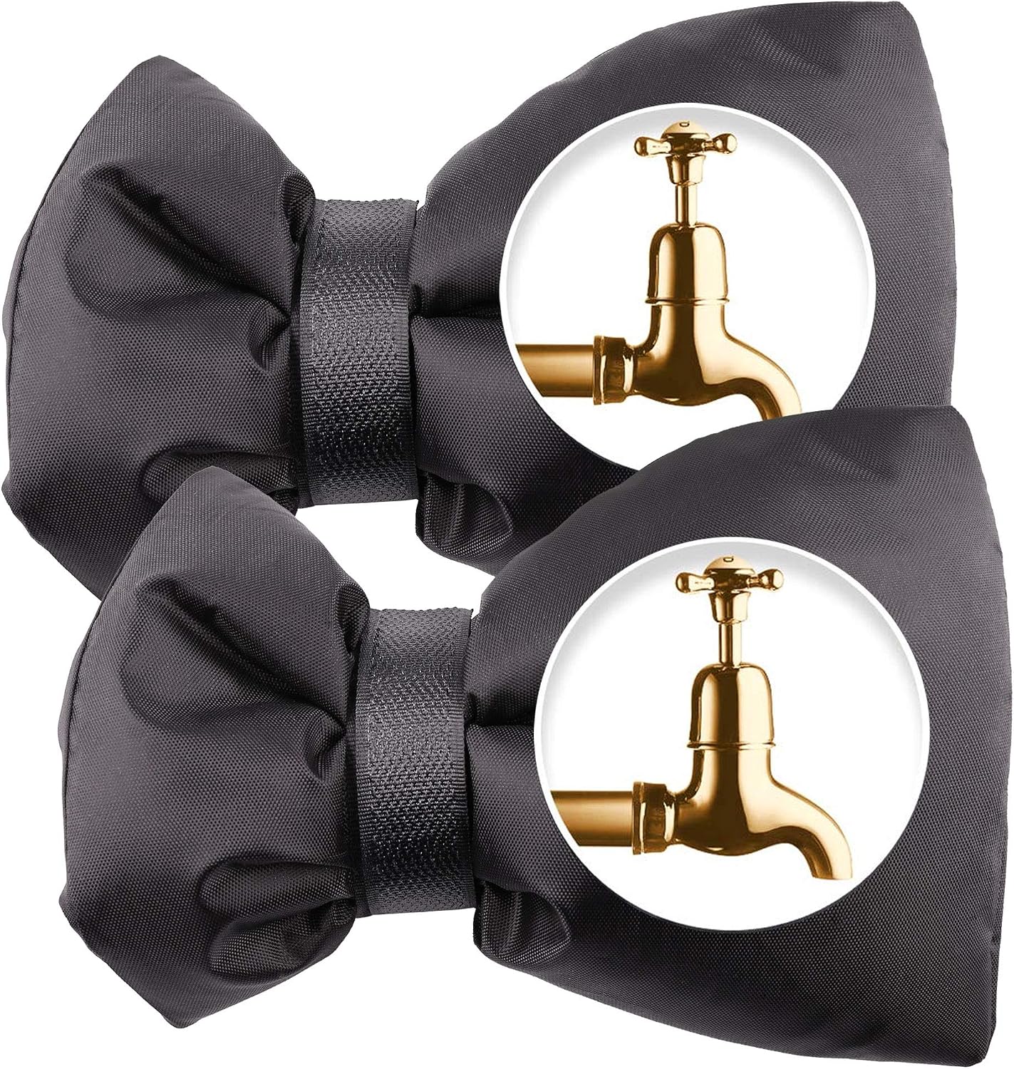 LotFancy Outdoor Faucet Covers for Winter Freeze Protection, 2 PCS Waterproof Hose Bib Covers, 7.5" x 5.7" Spigot Covers with Hook and Loop Straps, Insulated Yard Hydrant Cover ( Black )