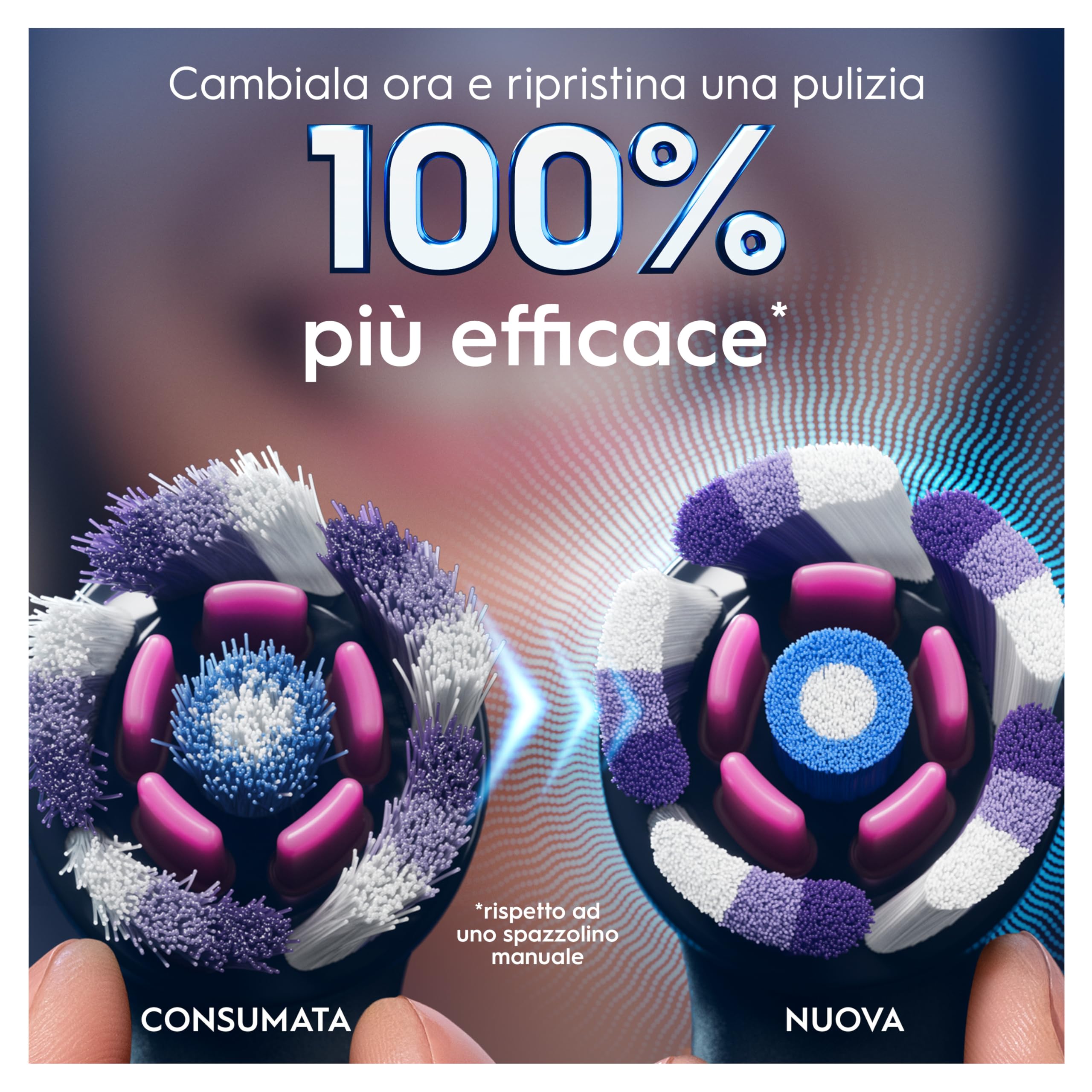 Oral-B Testine di Ricambio iO Radiant White, Nere, 8 Ricambi - 8 Testine di Ricambio per Spazzolino Elettrico, Rotonde Originali, Setole Angolate e Setole Lucidanti, Pulizia Denti