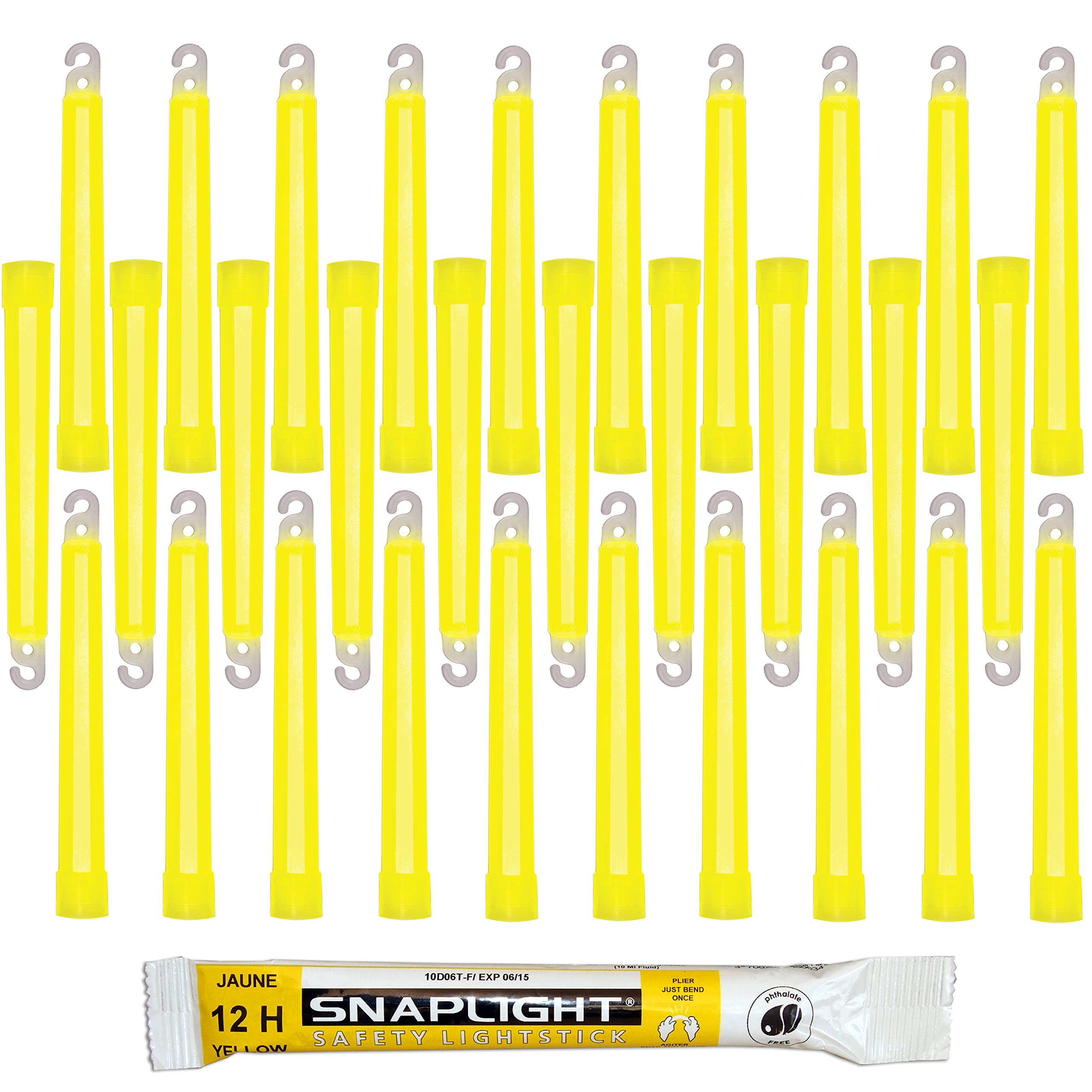 Cyalume SnapLight Yellow Light Sticks – 6 Inch Industrial Grade, High Intensity Glow Sticks with 12 Hour Duration (Pack of 30)