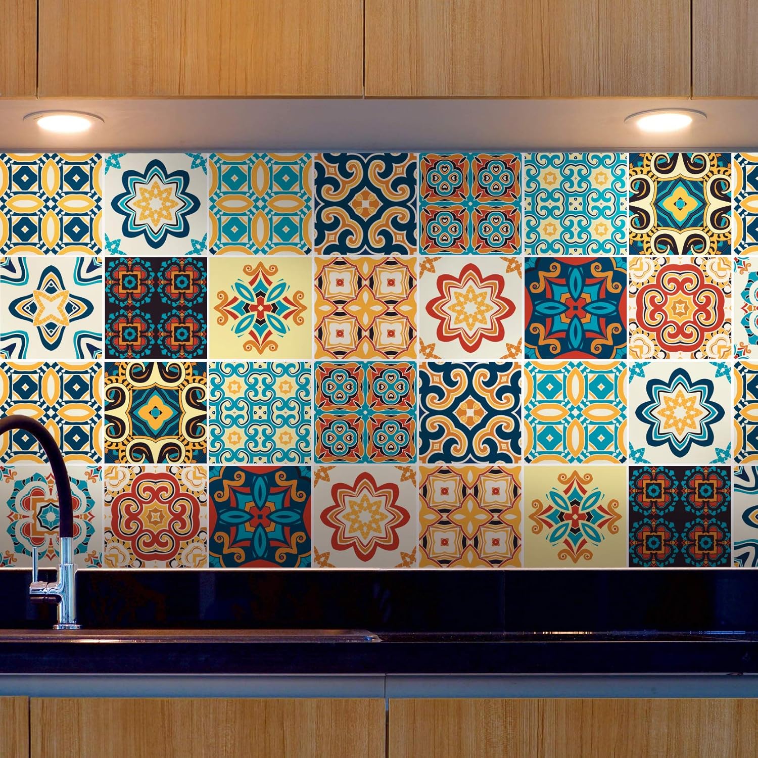 Buy Pack Of 32 Tile Stickers Decorative Tiles Adhesive For Bathroom And Kitchen Design Decals Peel And Stick Adhesive Removable Tiles For Home Decoration Backsplash For Kitchen Pv1 Online In Turkey B08gcn3b9q