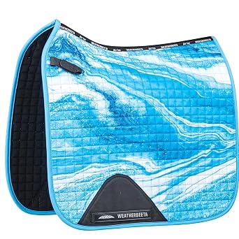 WeatherBeeta Prime Marble Dressage Saddle Pad, Blue Swirl Marble Print, Full