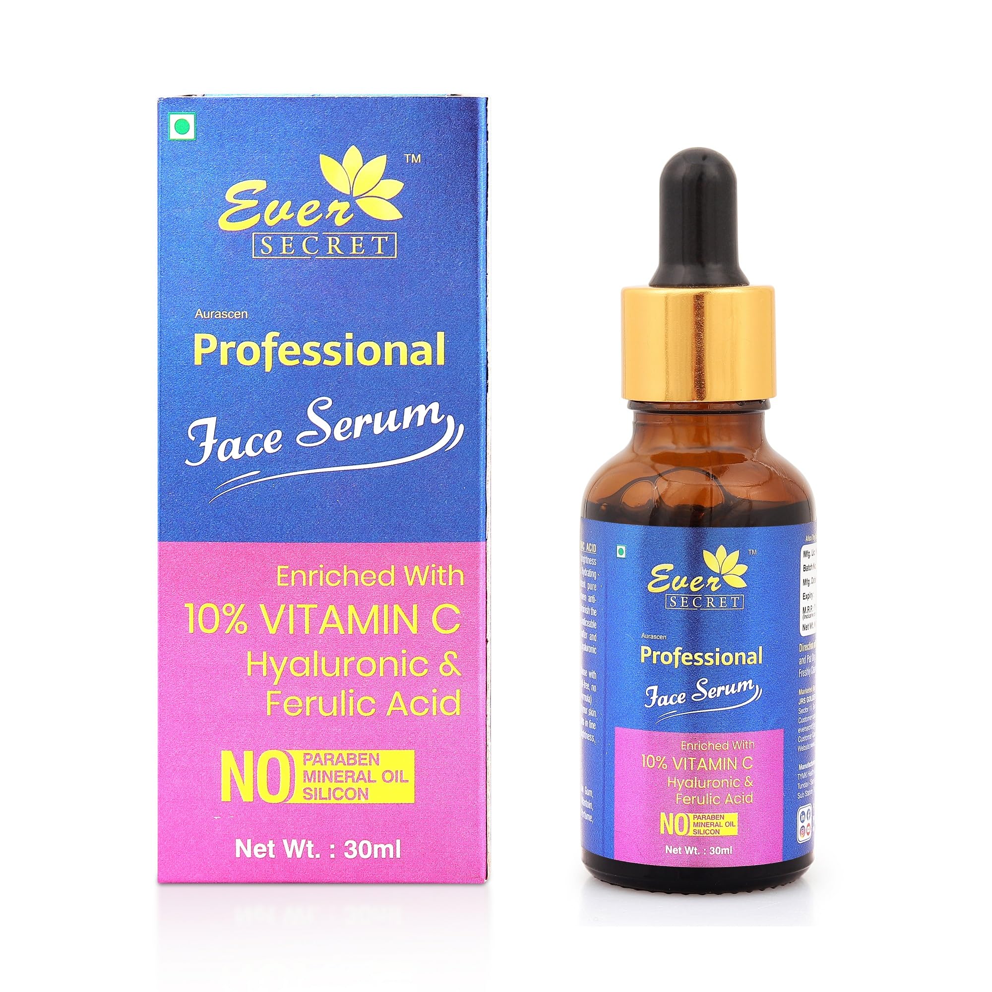 10% Vitamin C Face Serum (Advanced) With Vit E, 100% Hyaluronic & Ferulic Acid For Glowing Skin | Advanced Brightening Formula With Power of Vit C, Hyaluronic & Ferulic Acid | 30ml