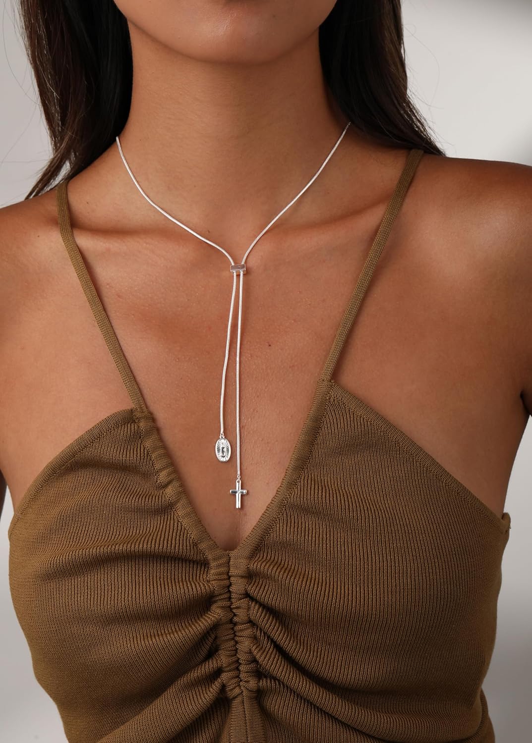 CHESKY Lariat Gold Necklace for Women Trendy, Dainty Long Necklace 14k Gold Plated/Silver Y-Shaped Pendant Necklace Layered Cz Beaded Chain Drop Necklaces Simple Gold Jewelry For Women Gift - Image 8