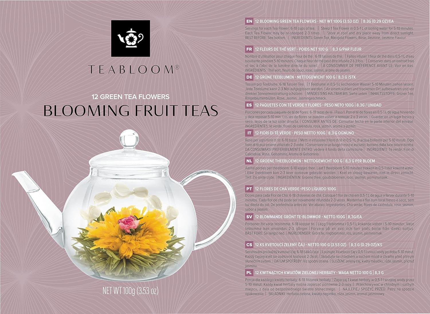 Teabloom Fruit Blooming Teas – 12 Unique Flower Varieties of Tea in 12 Delicious Fruit Flavors – Each Flowering Tea Ball Steeps Up to 3 Times - Image 9