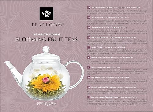 Miniatura 9 de Teabloom Tés florecientes de frutas 12 variedades únicas de flores de té floreciente en 12 deliciosos sabores de fruta, cada bola de té floreciente