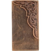 Men's RFID Vintage Look Genuine Leather Long Bifold Wallet Checkbook Wallets,brown,240-83