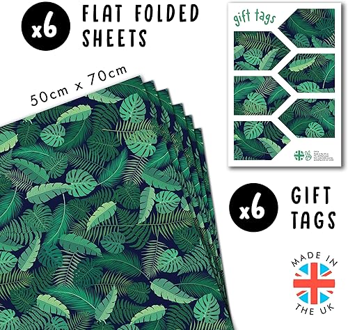 Miniatura 2 de CENTRAL 23 6 hojas de papel de regalo, hojas y plantas verdes, papel de regalo ecológico para hombres y mujeres, reciclable, diseño moderno para