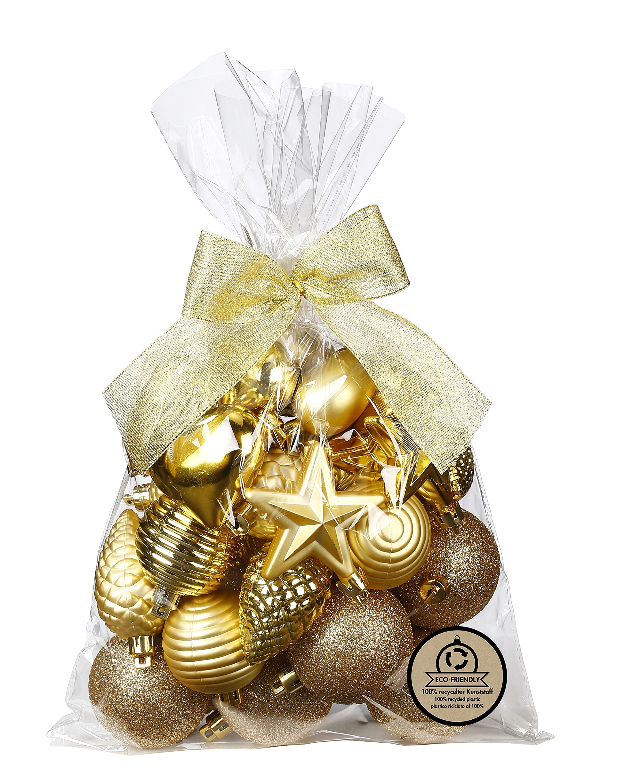 Boules de Noël dorées à paillettes de qualité supérieure pour une table festive