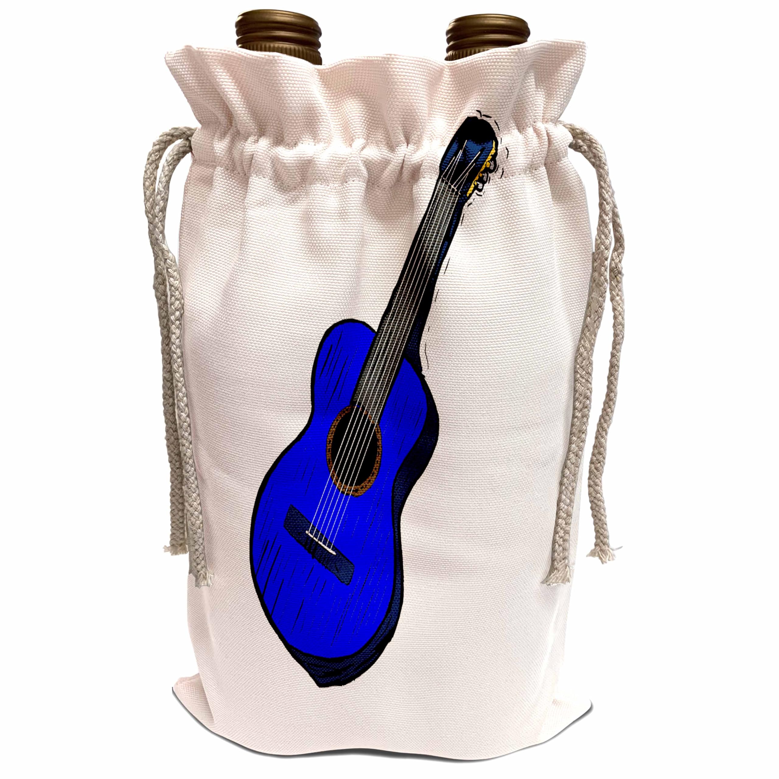 3dRose Wine Bag - acoustic guitar graphic simple blue Music Instrument Guitar