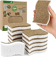 Silkyhose 12 Pack Biodegradable Kitchen Sponges - Compostable Cellulose Coconut Fiber, Non-Scratch Eco-Friendly Scrubbers for Dishes Pots Pans