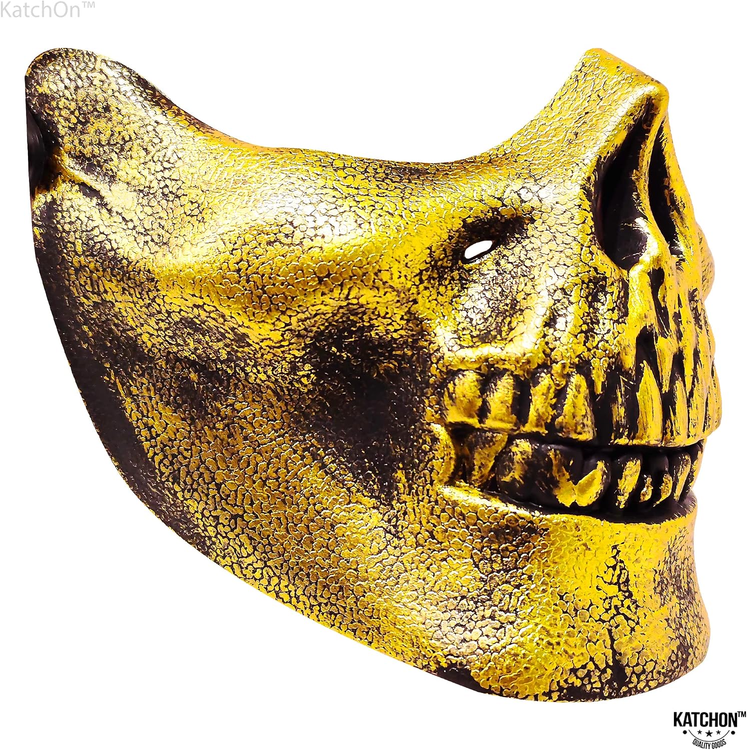 KatchOn, Gold Half Skull Mask for Halloween - Gold Skull Mask for Men, Women | Scary Masks, Halloween Masks for Adults | Halloween Half Face Mask | Golden Skeleton Mask for Halloween Costume Party