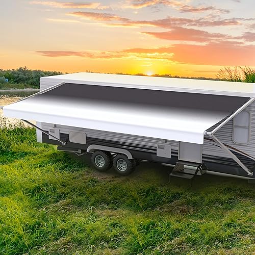 Miniatura 11 de Shade Pro RV Tela de repuesto para toldo Vinilo duradero de grado premium 16' [tela de 15' 2"], toldo para cámper azul grisáceo en degradé