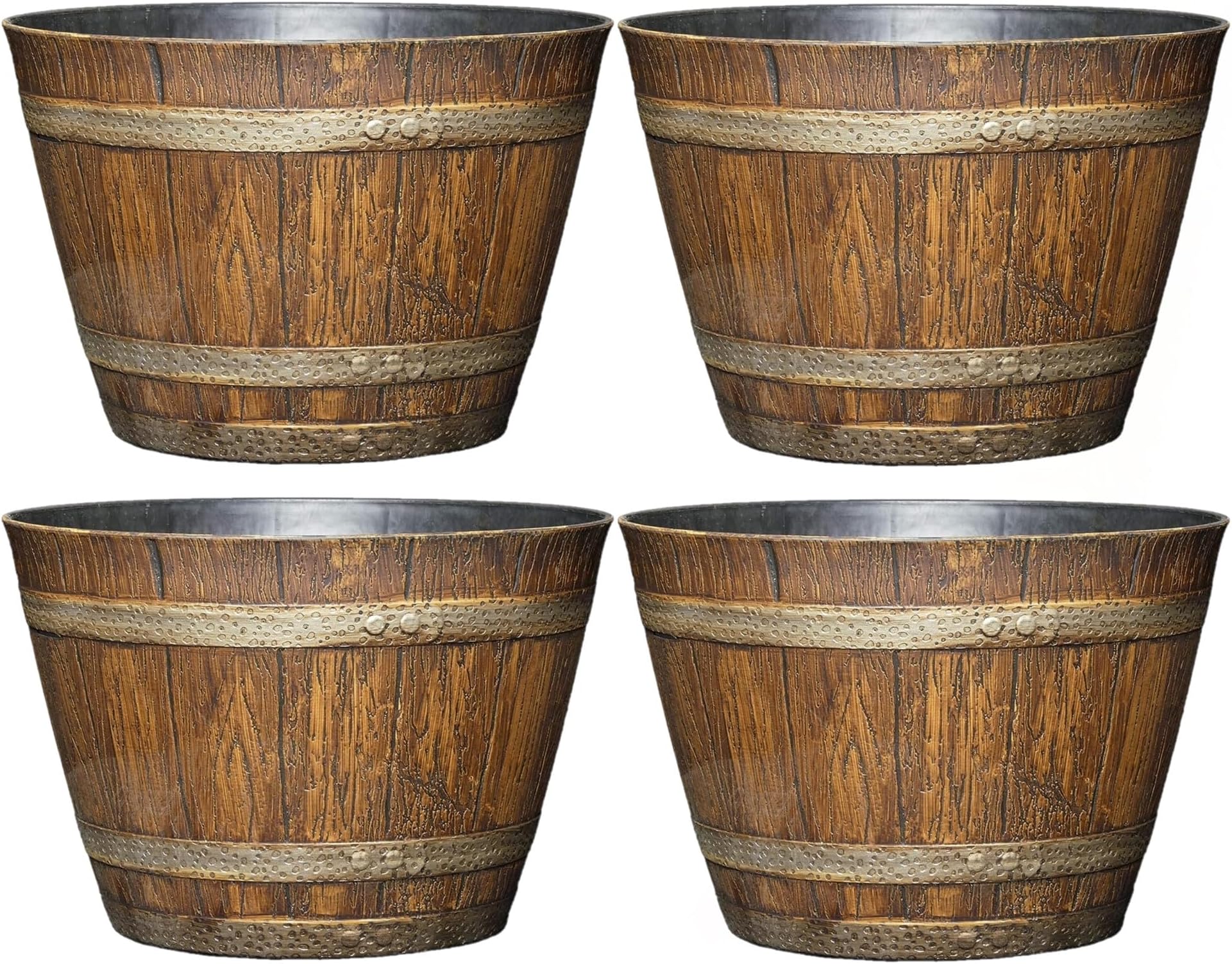 Amazon.com : YI 4 Pack Whiskey Barrel Garden Planters 13” Rustic Oak