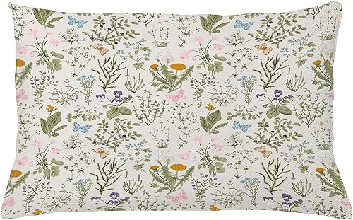 Ambesonne - Funda de cojín decorativo cuadrado, con diseño floral, diseño clásico botánico, plantas de jardín vintage, hierbas, flores, arte de